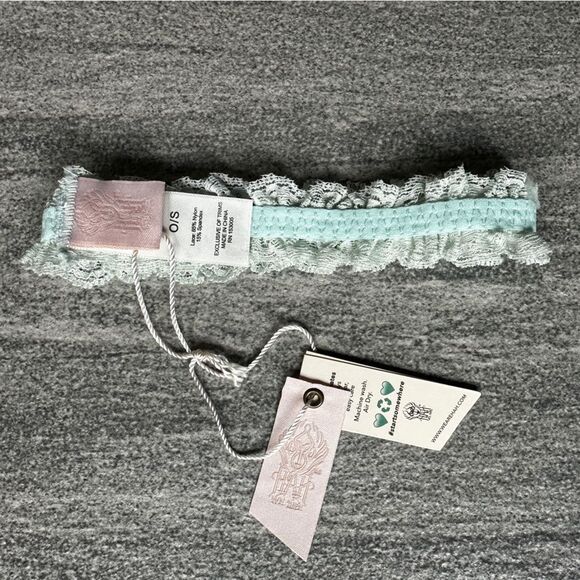 NWT Free People x HAH One & Done Lace Garter Headband Scrunchie Something Blue - Picture 6 of 14